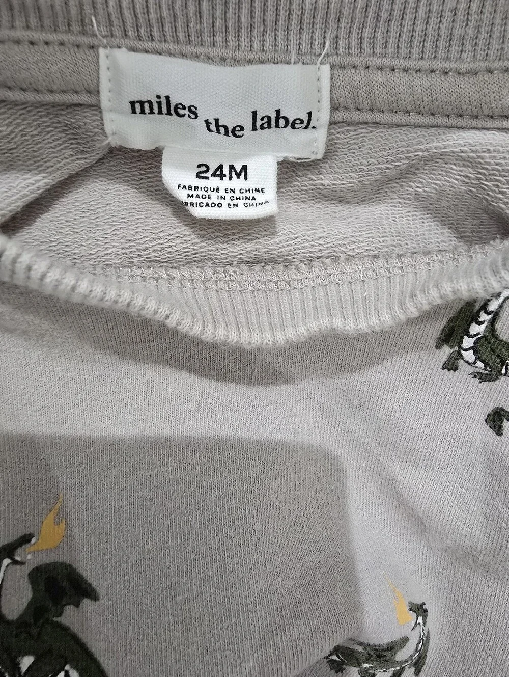 miles the label Sweatshirt Set in Light Gray Taupe Dragons 24 Months
